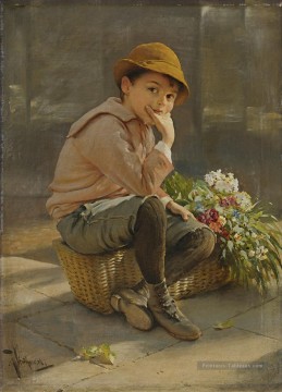 Gardiennage le panier de fleurs Karl Witkowski Peinture à l'huile